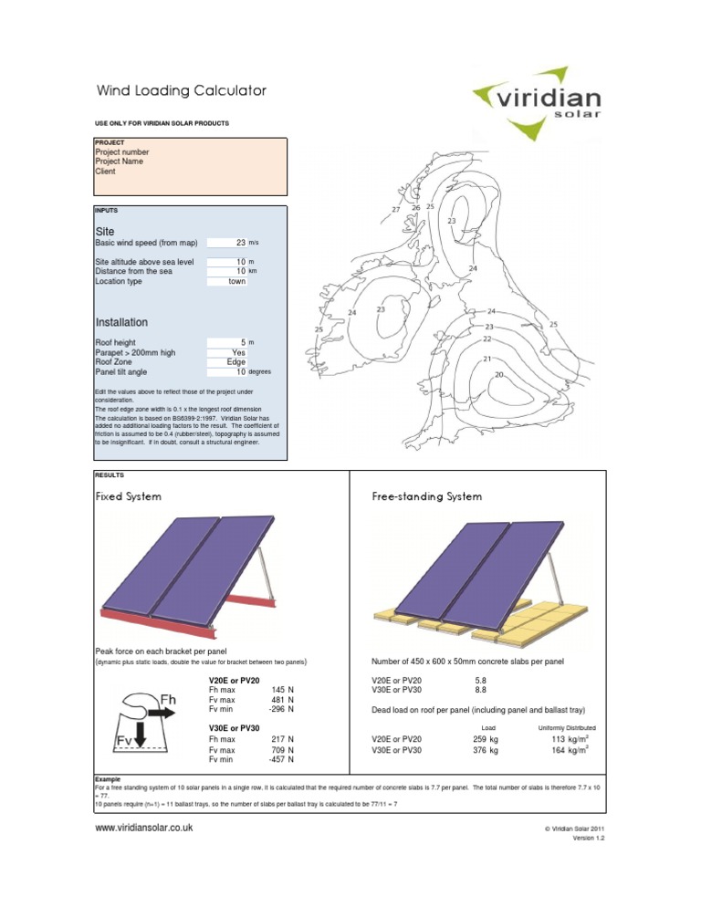 Viridian Solar Wind Load Calculator PDF