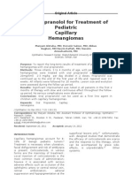 Oral Propranolol for Treatment of Pediatric Capillary Hemangiomas
