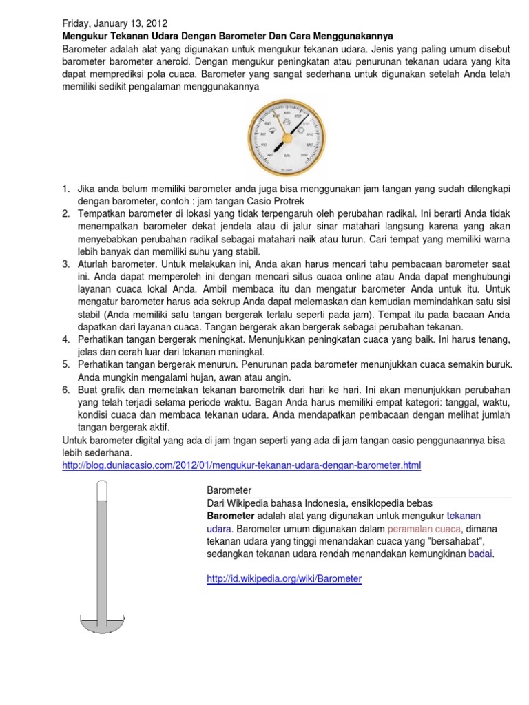 Alat Yg Digunakan Untuk Mengukur Tekanan Udara Disebut - Berbagai Alat