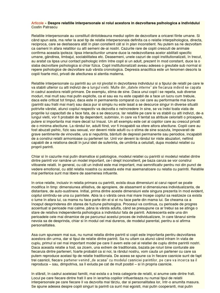 Relatii Interpersonale | PDF