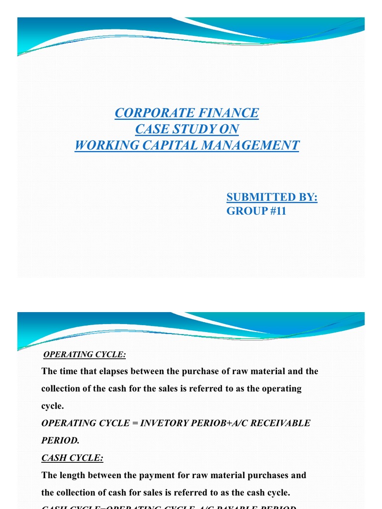 Corporate Finance Case Study Pdf Inventory Working Capital