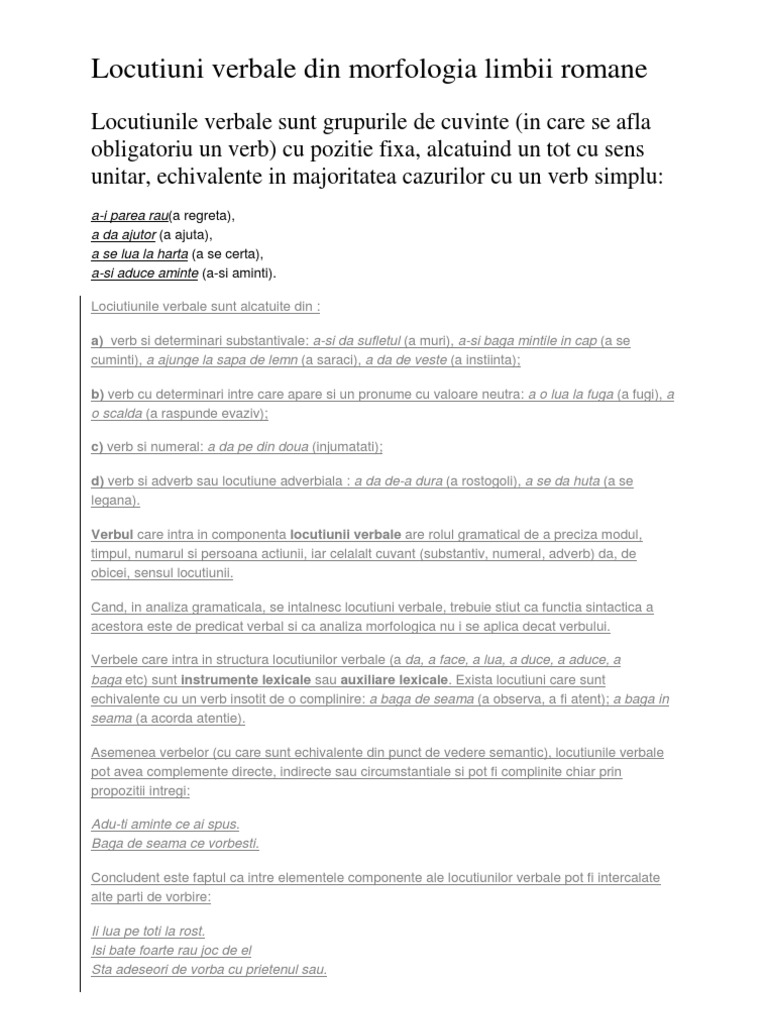 Locutiuni Verbale | PDF