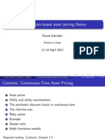 Consumption-Based Asset Pricing Theory: David SCHR Oder