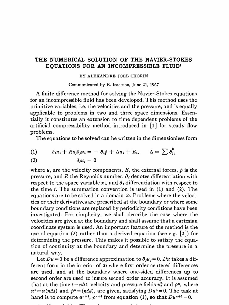 Numerical Method for Navier-Stokes Equations | PDF | Navier–Stokes ...