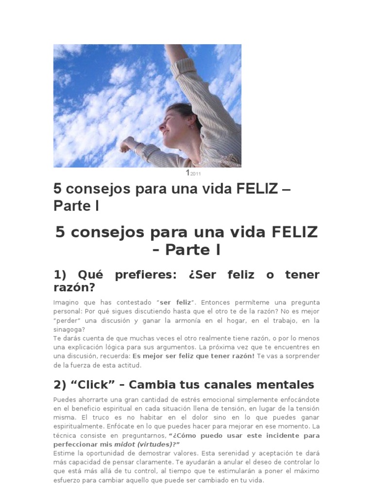 Consejos para Una Vida Feliz | PDF | Las emociones | Realidad