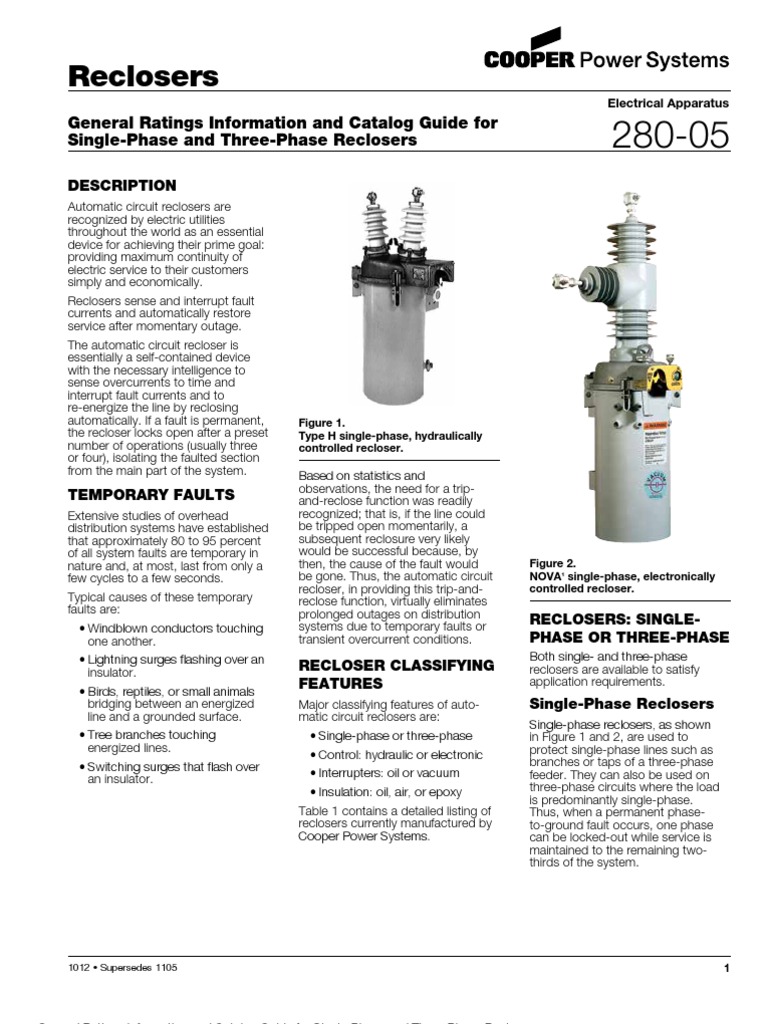 Cooper Power Systems - Recloser Guide PDF | PDF | Electrical Substation ...
