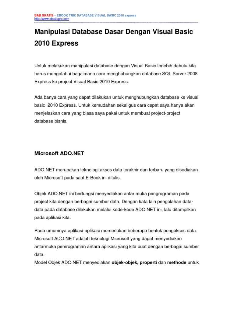 Tutorial Visual Basic 2010 Express Pdf Bahasa Indonesia