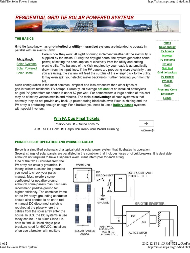 Grid Tie Solar Power System | PDF | Photovoltaic System | Power Inverter