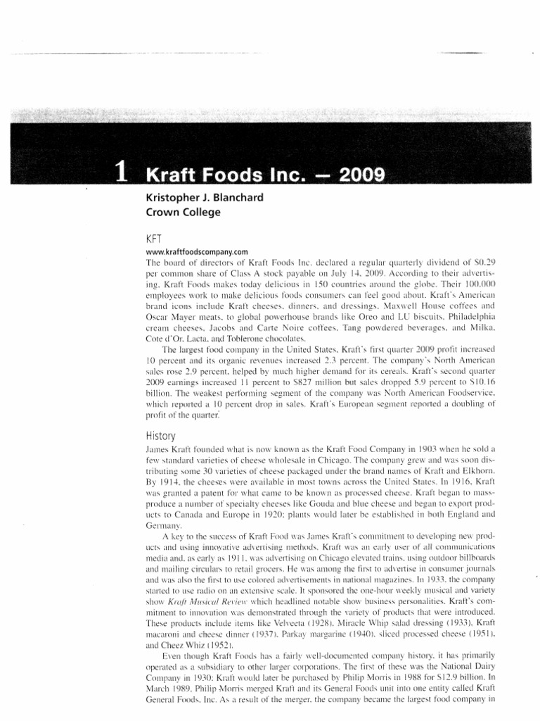 Kraft Foods Inc PDF Foods Food Industry