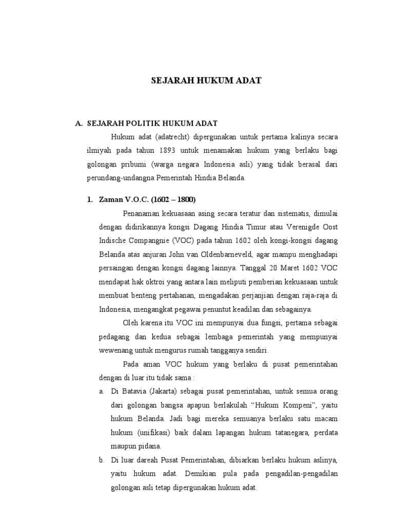 Sejarah Politik Hukum Adat Dan Hukum Perkawinan