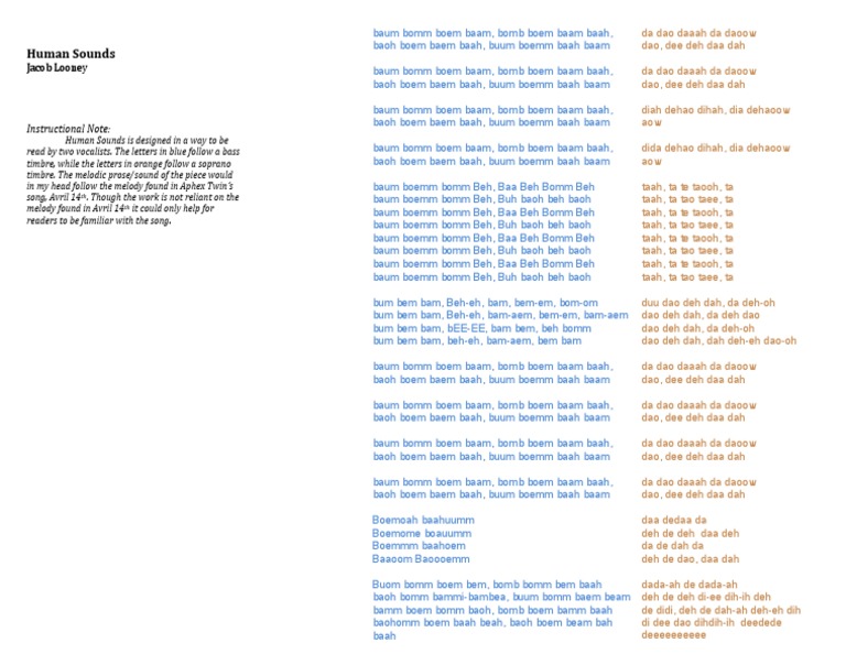 Human Sounds: Instructional Note | PDF