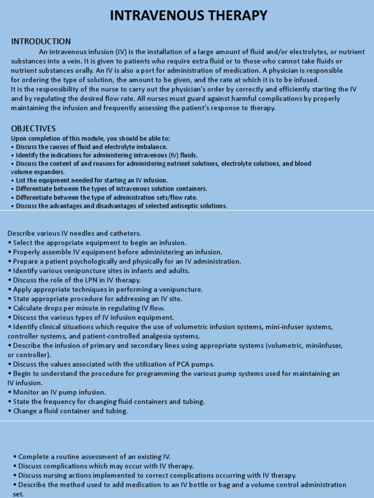 Ivt | PDF | Intravenous Therapy | Electrolyte
