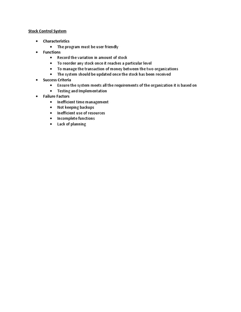 User-Friendly Stock Control System | PDF