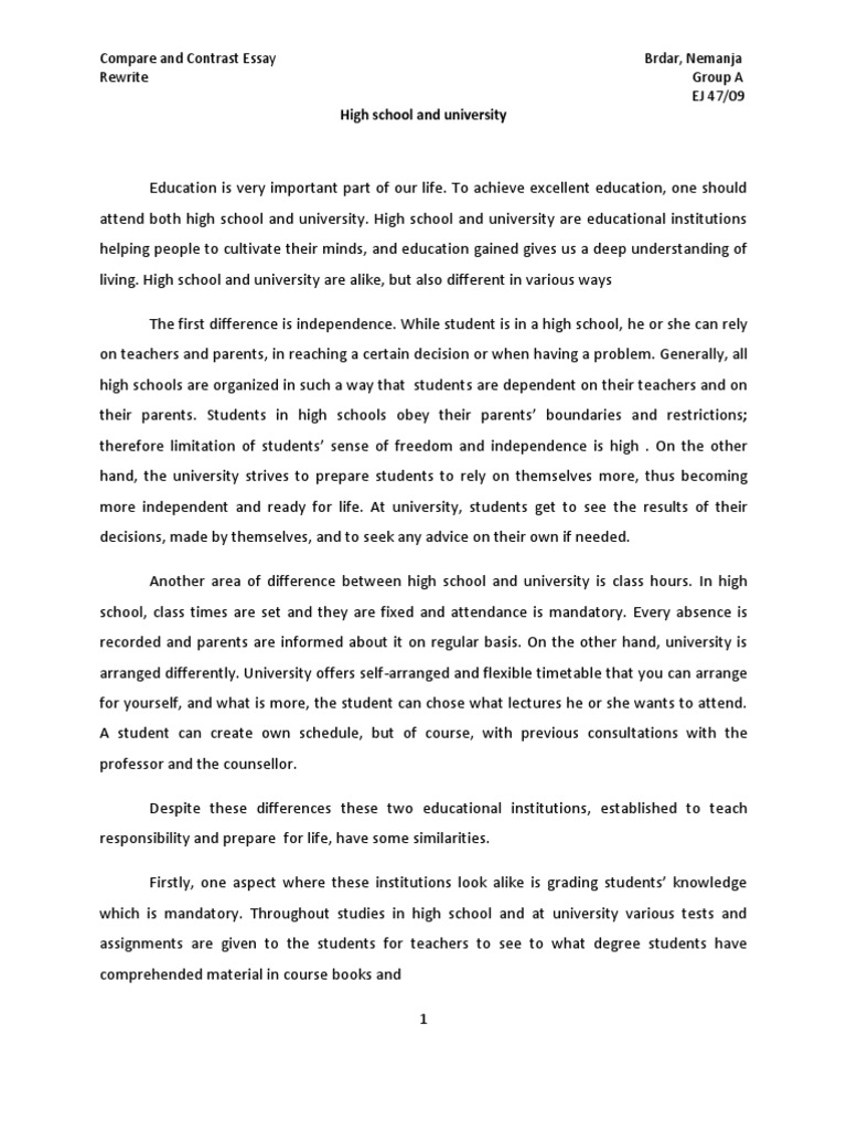 how to start compare and contrast essay example