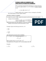 Classwork Sheet #18 Dividing Complex Numbers Square Roots of Negative Numbers