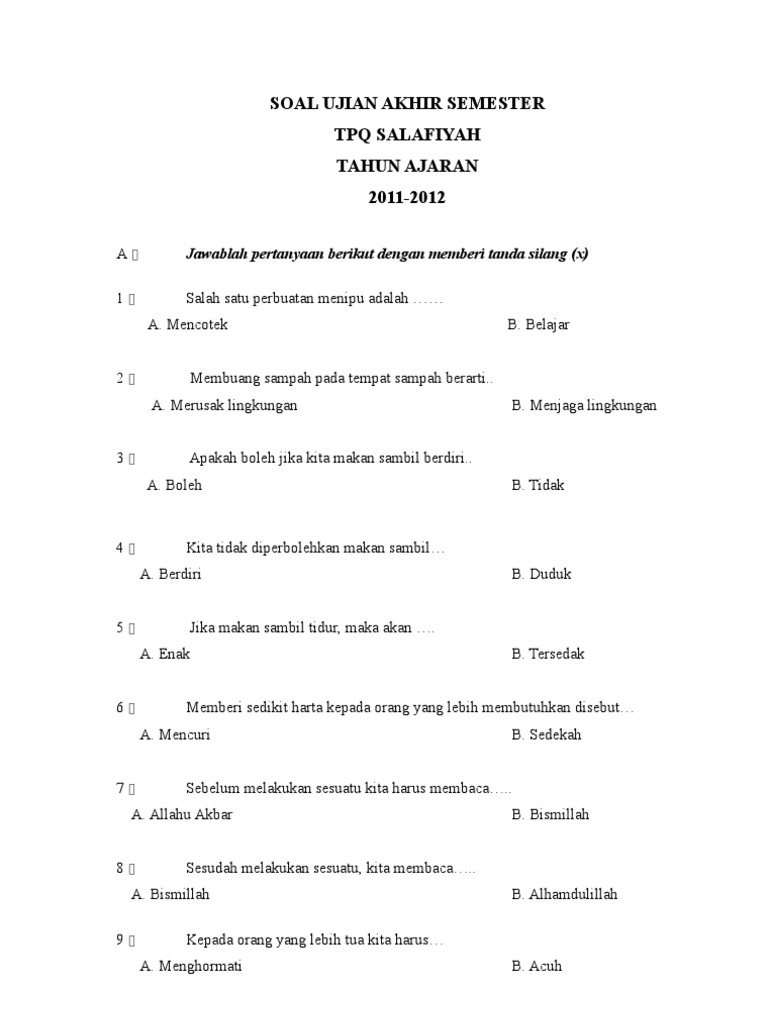 23++ Soal ujian tpq 2020 ideas