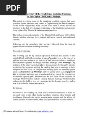 Sri Lanka Malay Wedding Customs Pdf Wedding Bride
