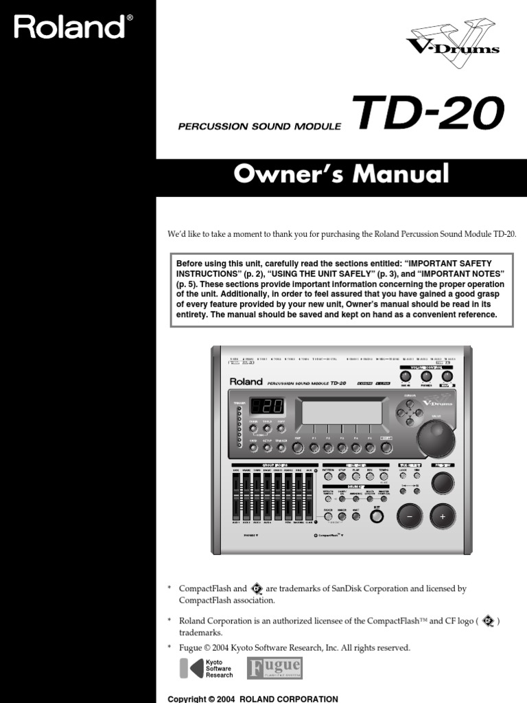 Roland TD20 owner's manual Drum Kit Ac Power Plugs And Sockets
