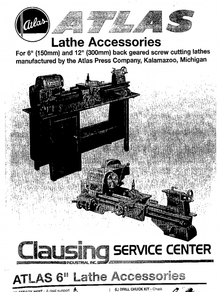 Atlas Lathe Accessories PDF