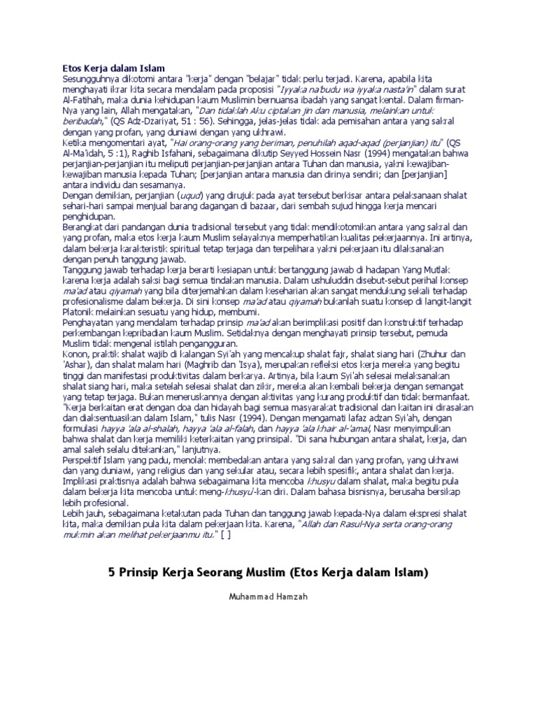 Etos Kerja Dalam Islam | PDF