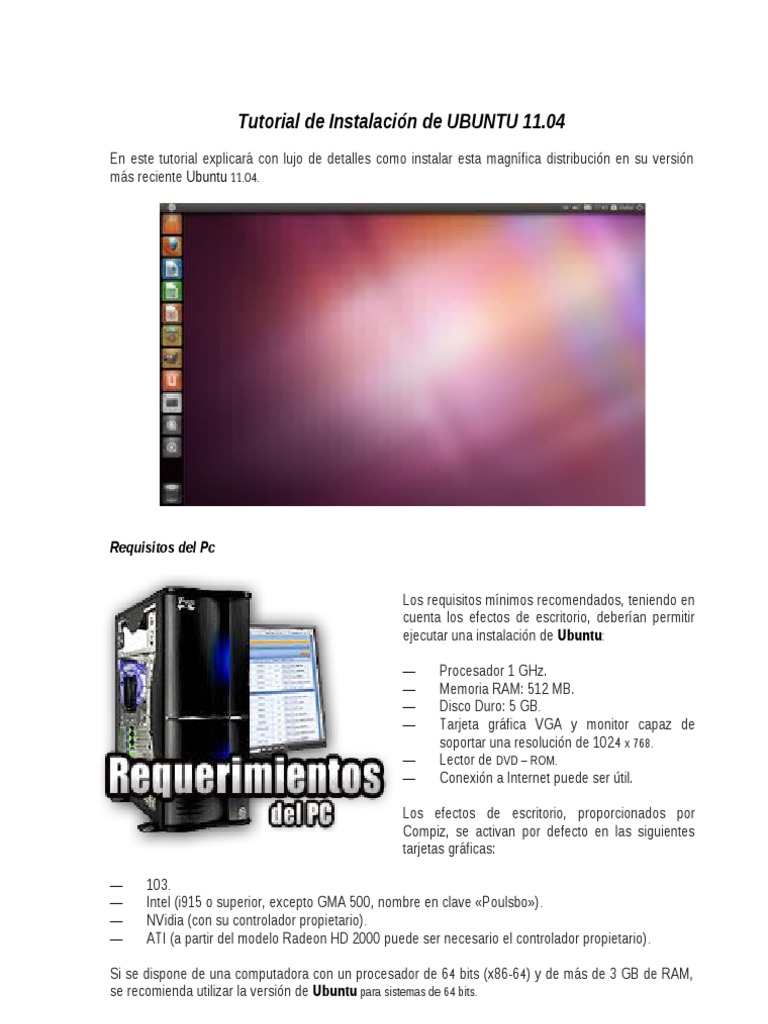 MANUAL DE INSTALACIÓN DE UBUNTU 11.04 Ubuntu (Sistema operativo