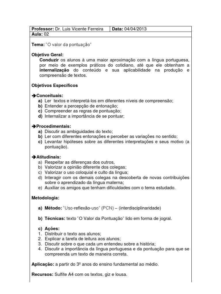 1. Modelo de Plano de Aula Pronto
