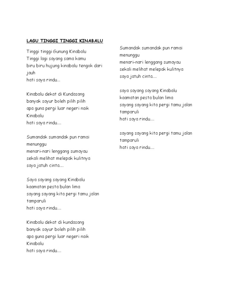 lirik lagu sumandak sabah