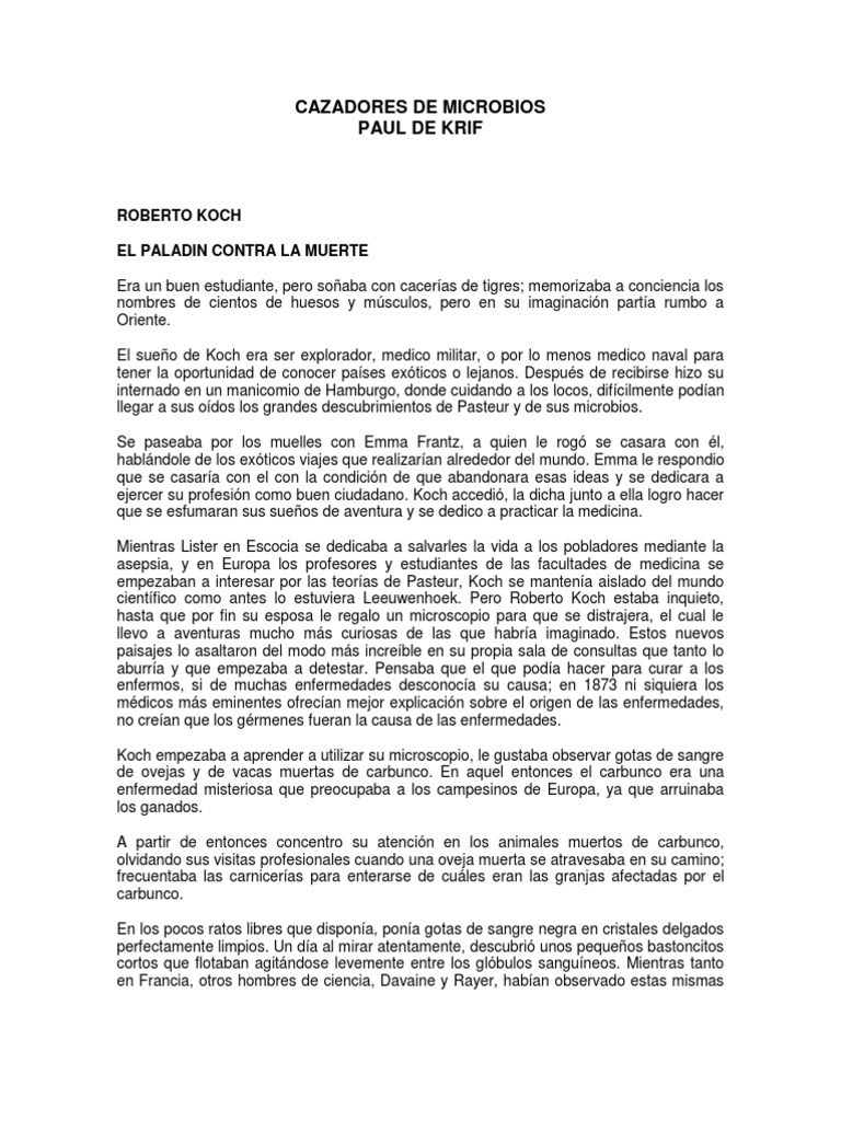 Cazadores de Microbios | PDF | Rabia | Luis Pasteur