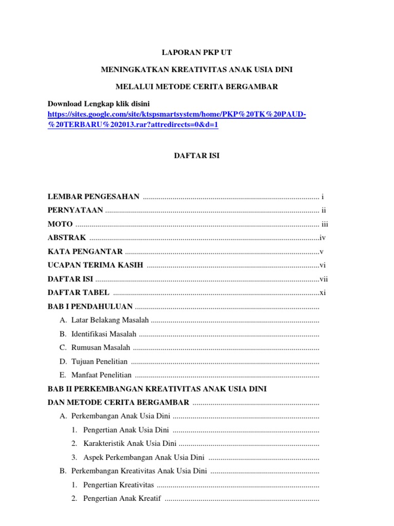 PKP TK PAUD Meningkatkan Kreativitas Anak Usia Dini PKP TK PAUD Meningkatkan Kreativitas Anak Usia Dini