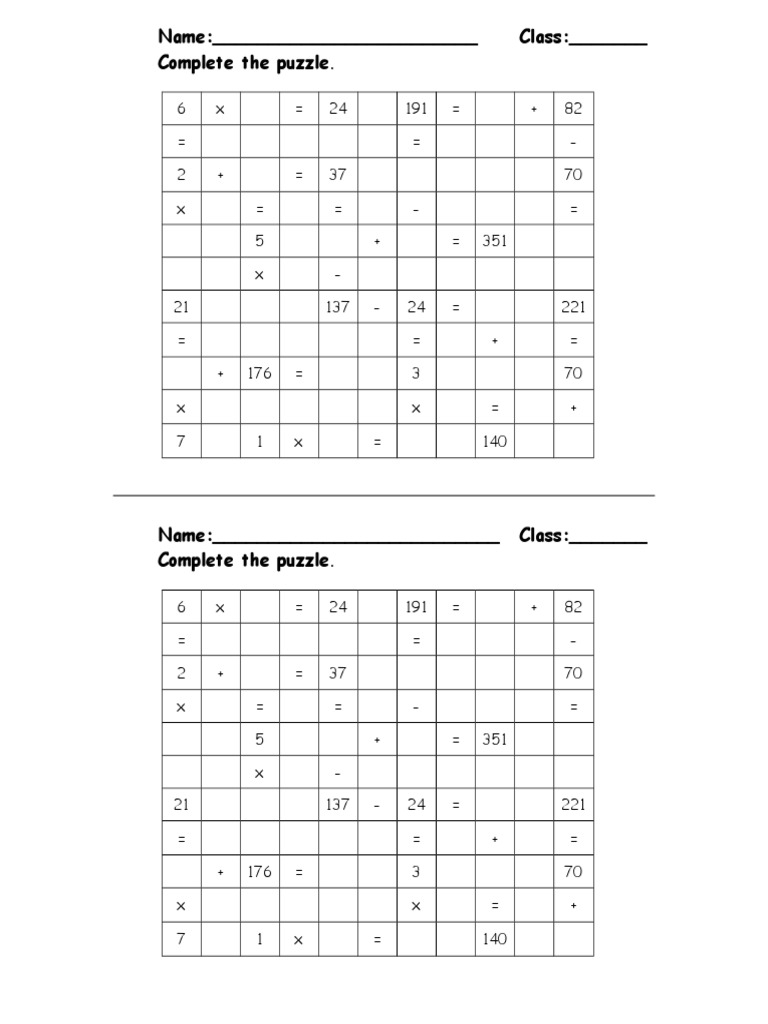 Name: - Class: - Complete The Puzzle | PDF