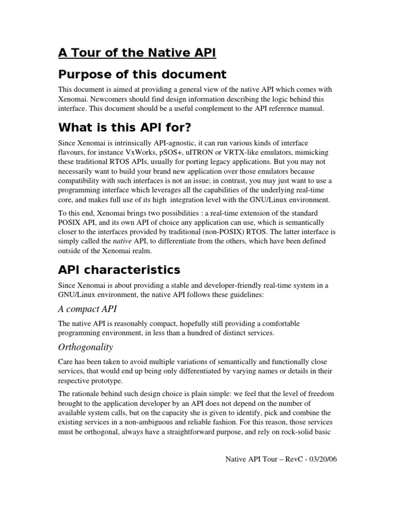 Overview of Xenomai Native API | PDF | Application Programming ...