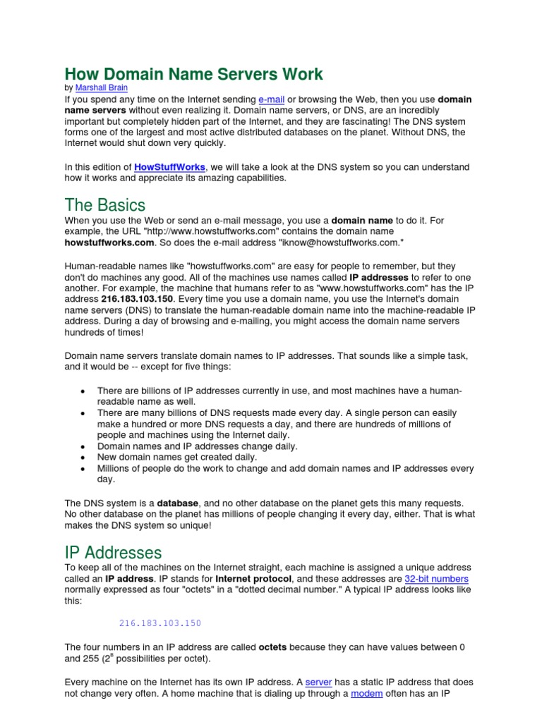 How Domain Name Servers Work | PDF