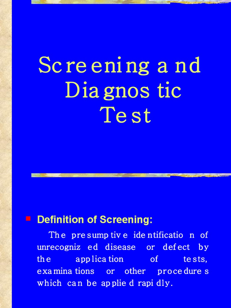 Screening and Diagnostic Test10 | PDF | Sensitivity And Specificity ...