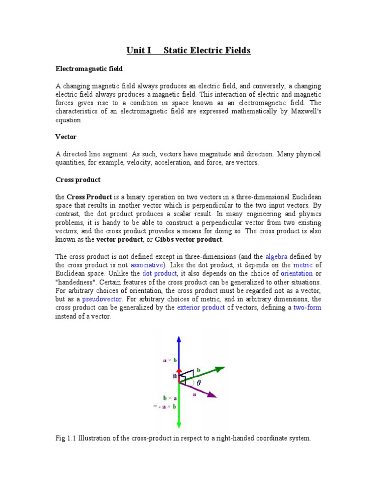 Unit I Static Electric Fields: Electromagnetic Field | PDF | Divergence ...
