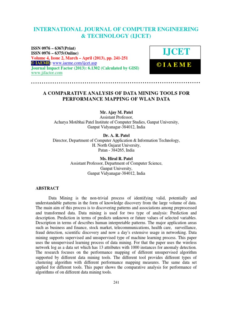 A Comparative Analysis of Data Mining Tools For Performance Mapping of ...