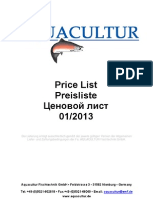 01-2013 Aquacultur Retail Price List