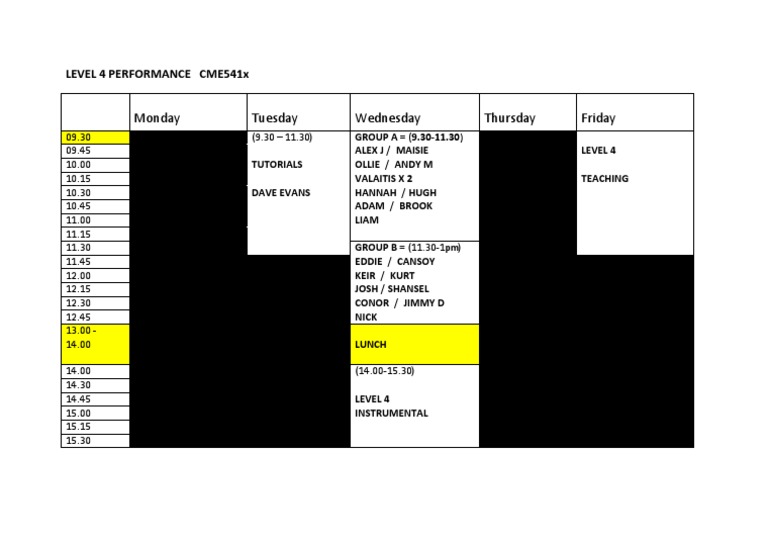 Level 4 Performance Schedule CME541x | PDF