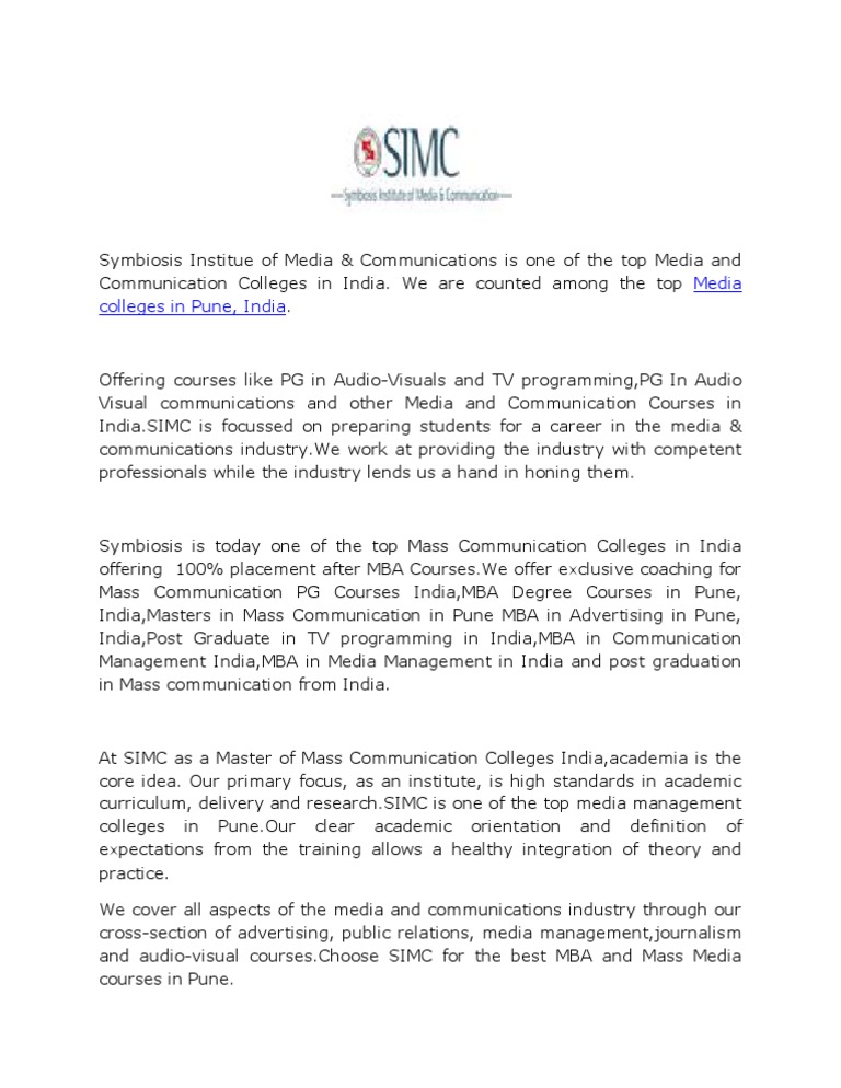 Top Media and Communication College Pune | PDF