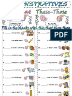 Demonstratives Demonstrative Pronouns This These That Those Worksheet 1