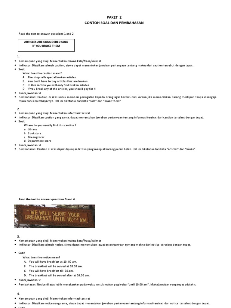 Contoh Soal Bahasa Indonesia Informasi Tersirat