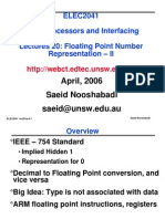 ELEC2041 Microprocessors and Interfacing Lectures 20: Floating Point Number Representation - Ii