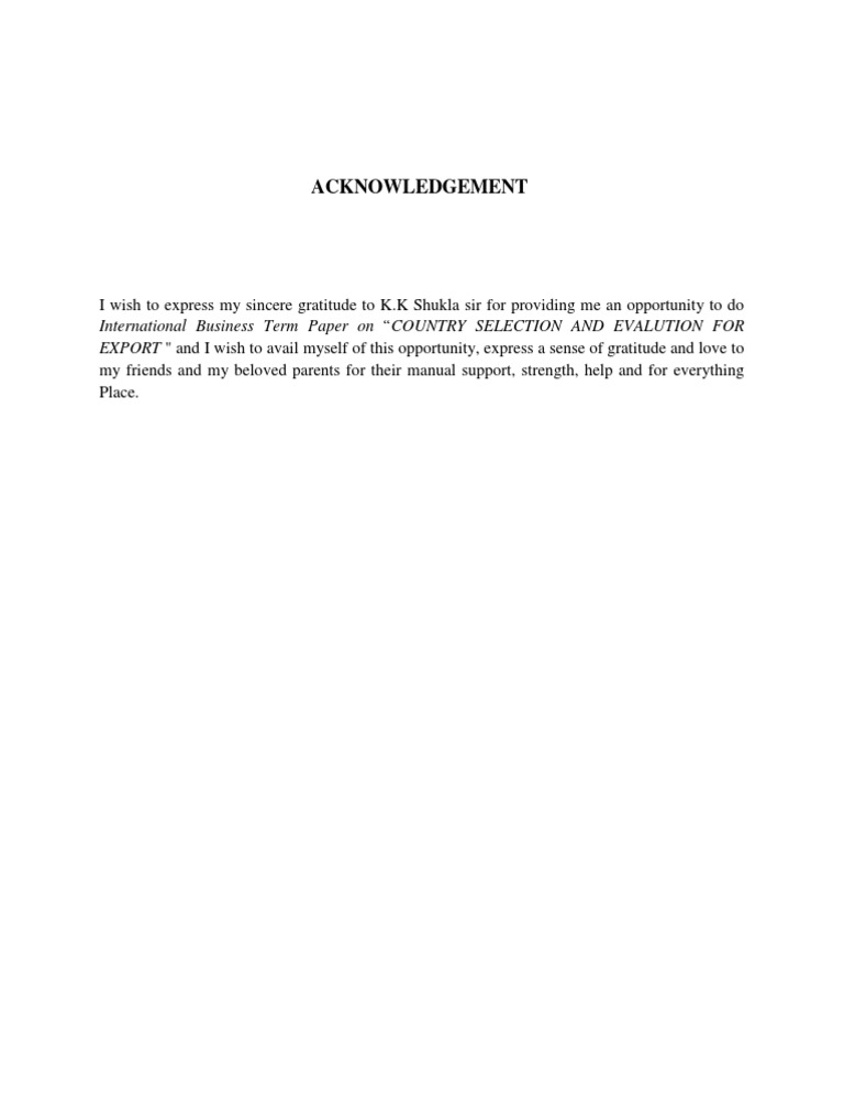 Acknowledgement: I Wish To Express My Sincere Gratitude To K.K Shukla ...