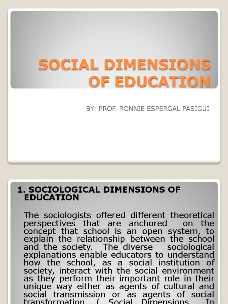 Social Dimensions of Education | PDF | Sociology | Émile Durkheim