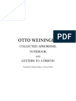 Weininger - Collested Aphorism, Notebook, and Letters To An Friend