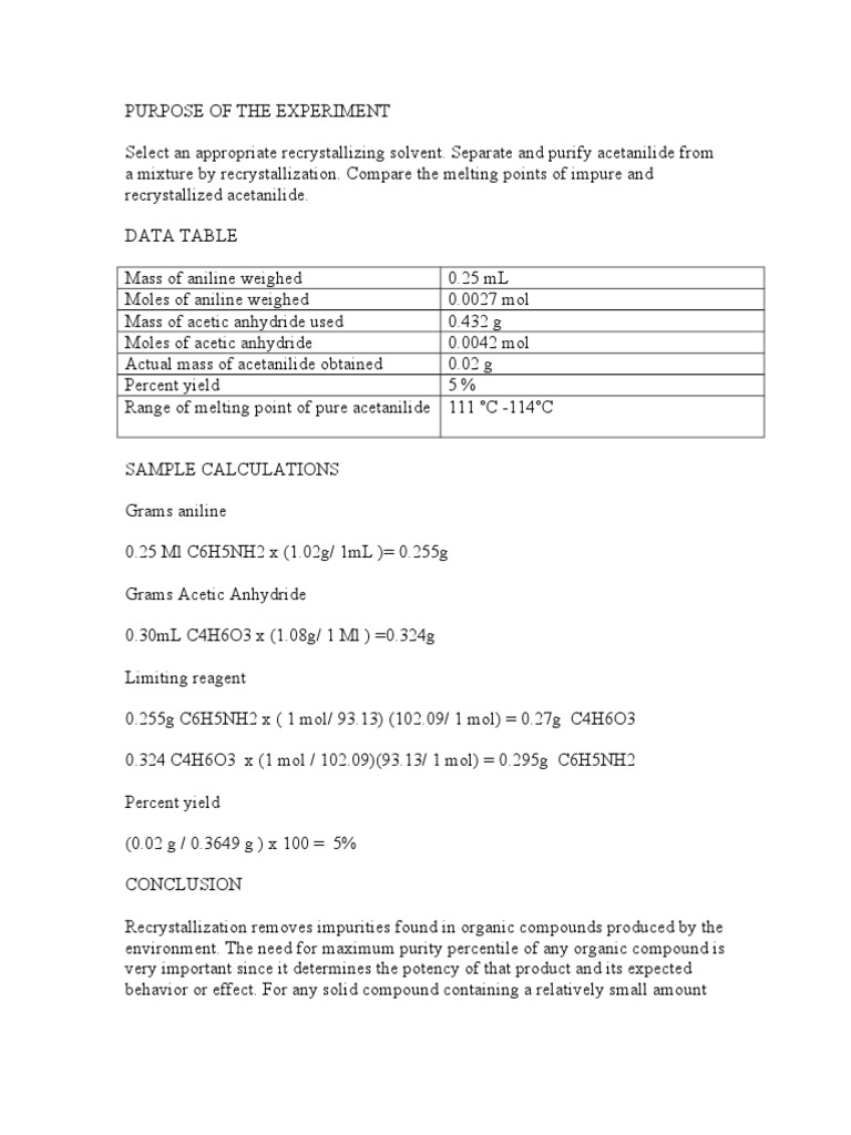Recrystallization lab report introduction image