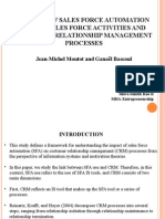 Effects of Sales Force Automation Use On Sales Force Activities and Customer Relationship Management Processes