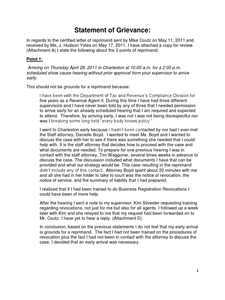 Grievance Response to Reprimand Notice | PDF | Service Of Process ...