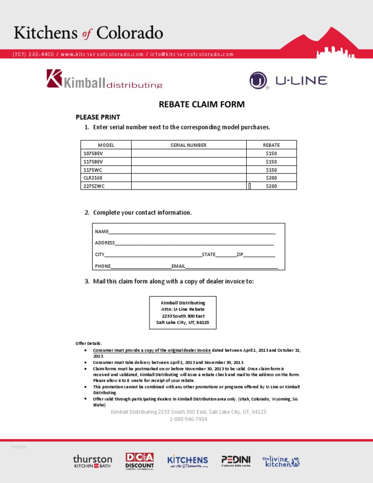 U-Line Rebate Claim Form Instructions | PDF