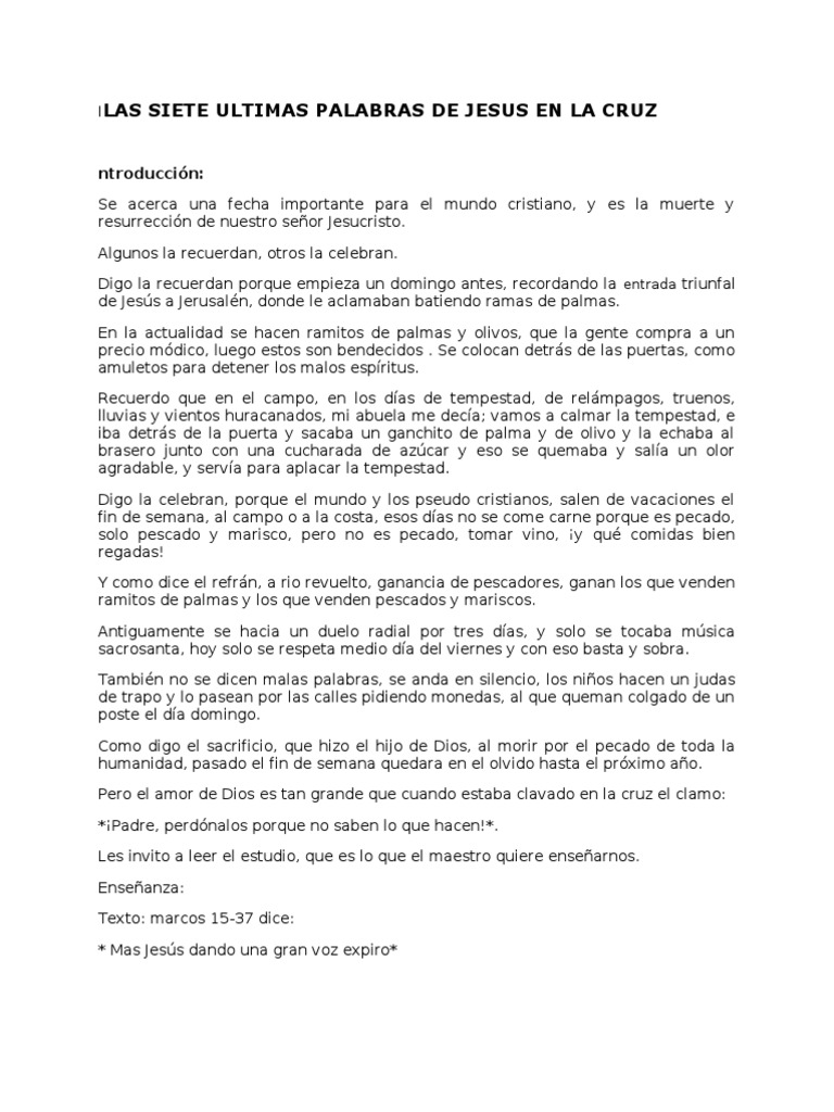 Las Siete Ultimas Palabras De Jesus Pdf La Resurrección De Jesús
