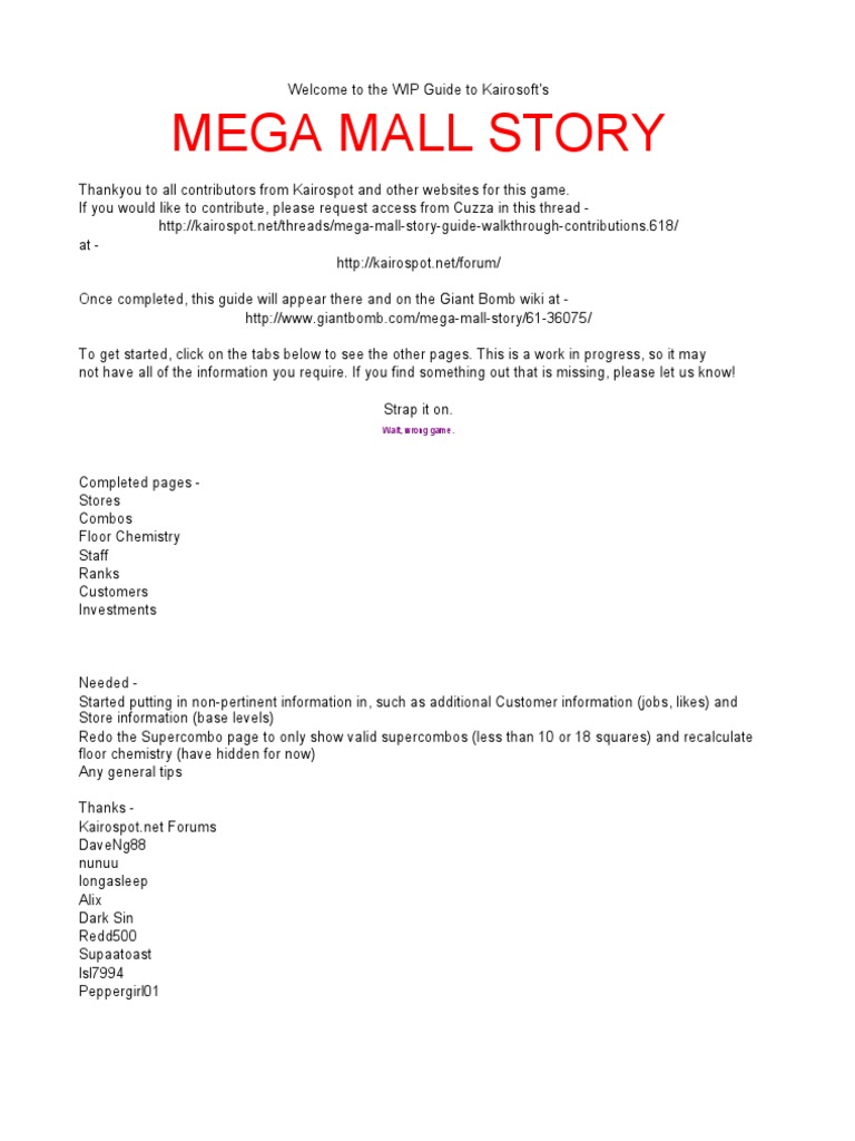 Mega Mall Story Guide PDF Grocery Store Shopping Mall